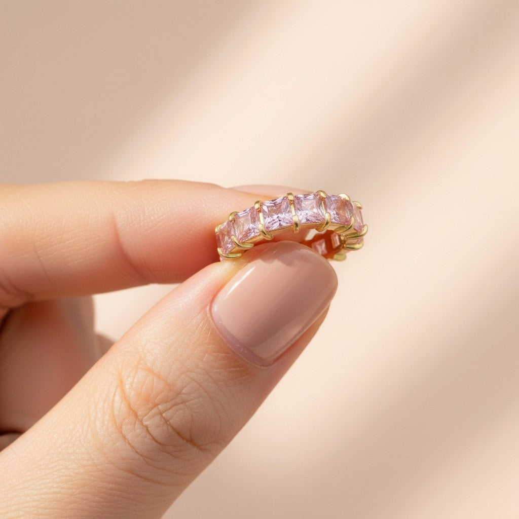 Anillo Cristales Rosa