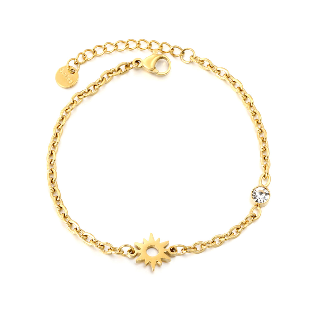Pulsera Sol con Piedra Blanca