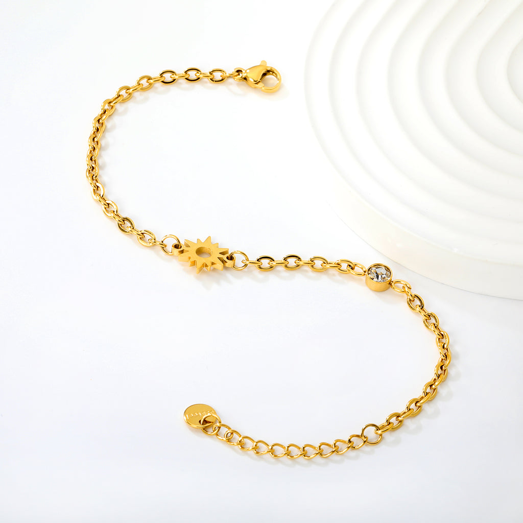 Pulsera Sol con Piedra Blanca