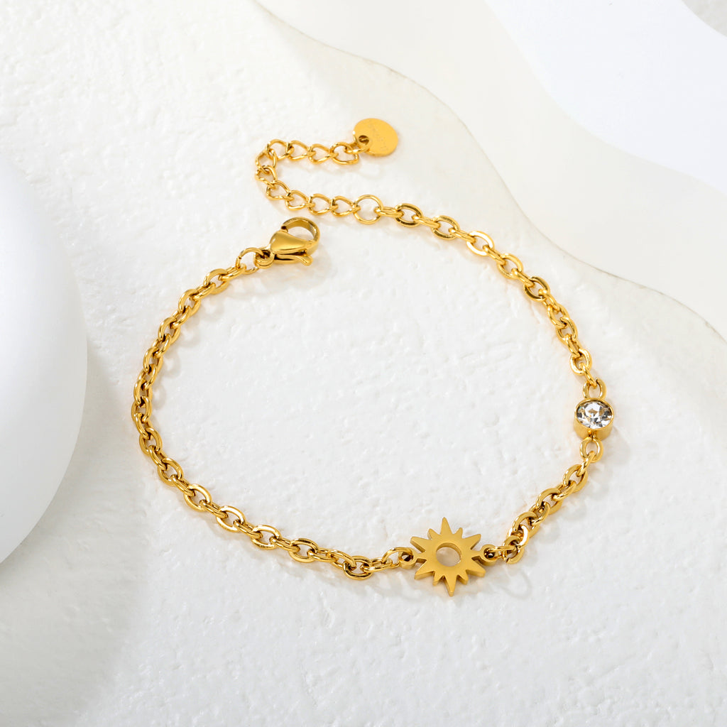 Pulsera Sol con Piedra Blanca