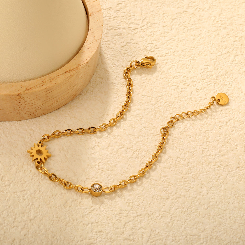 Pulsera Sol con Piedra Blanca