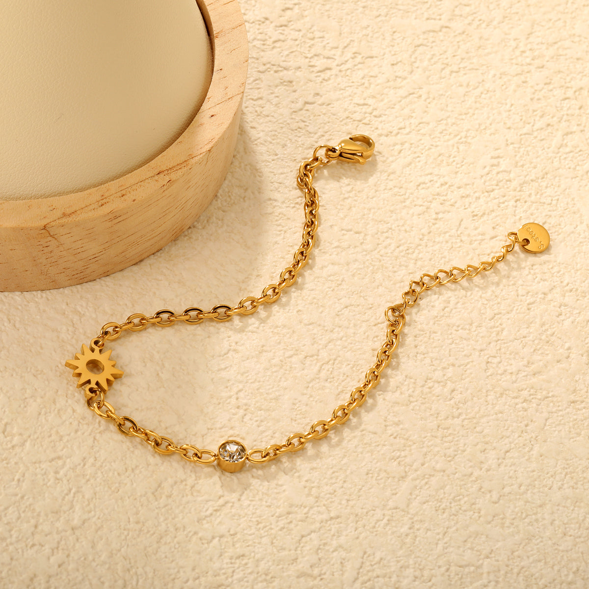 Pulsera Sol con Piedra Blanca