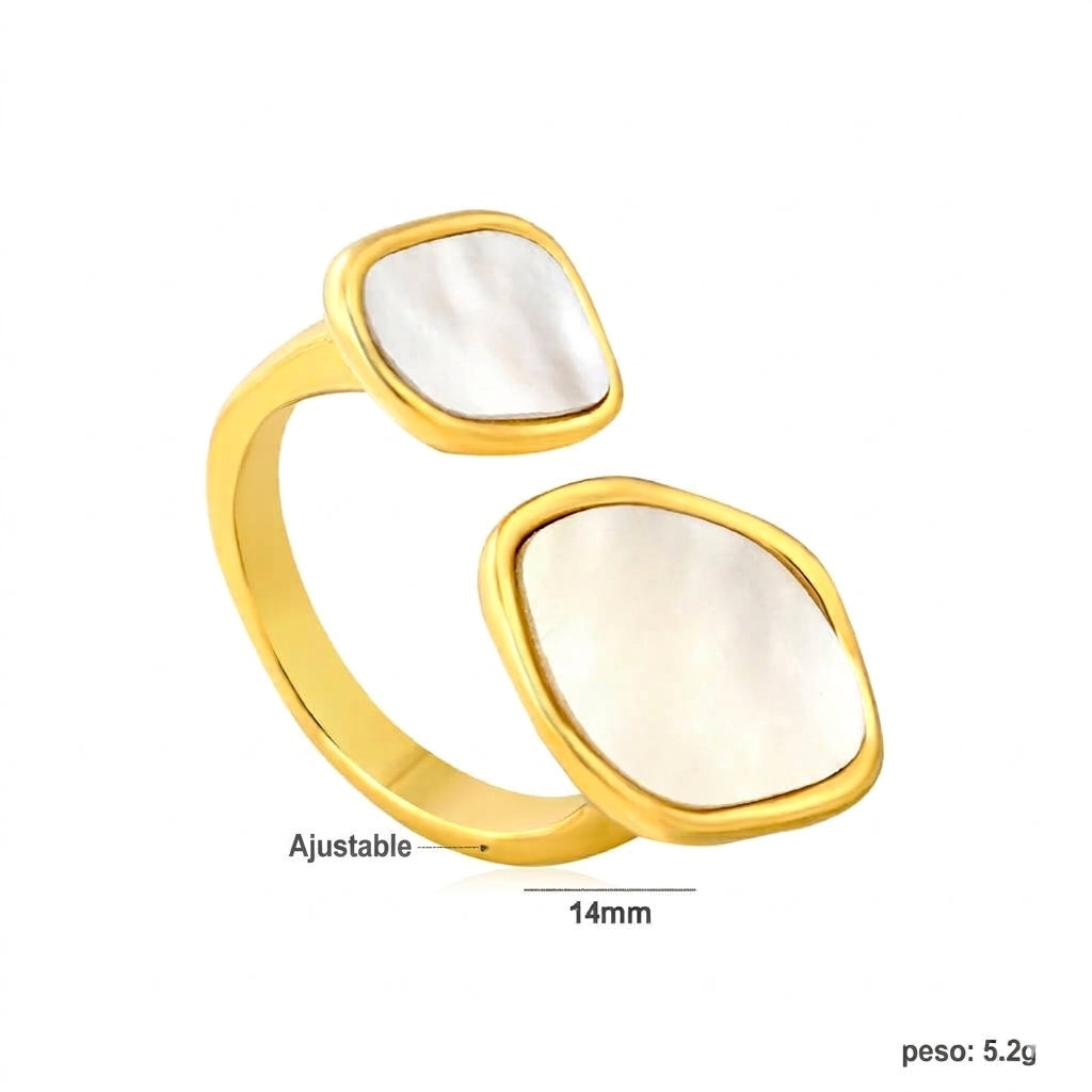 Anillo Dos Piedras Planas