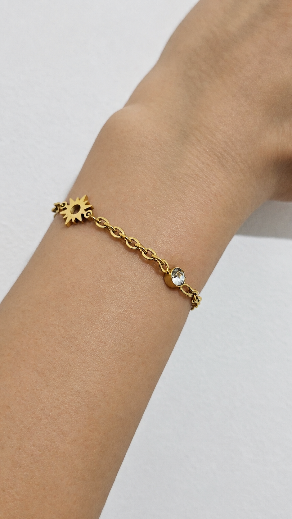 Pulsera Sol con Piedra Blanca