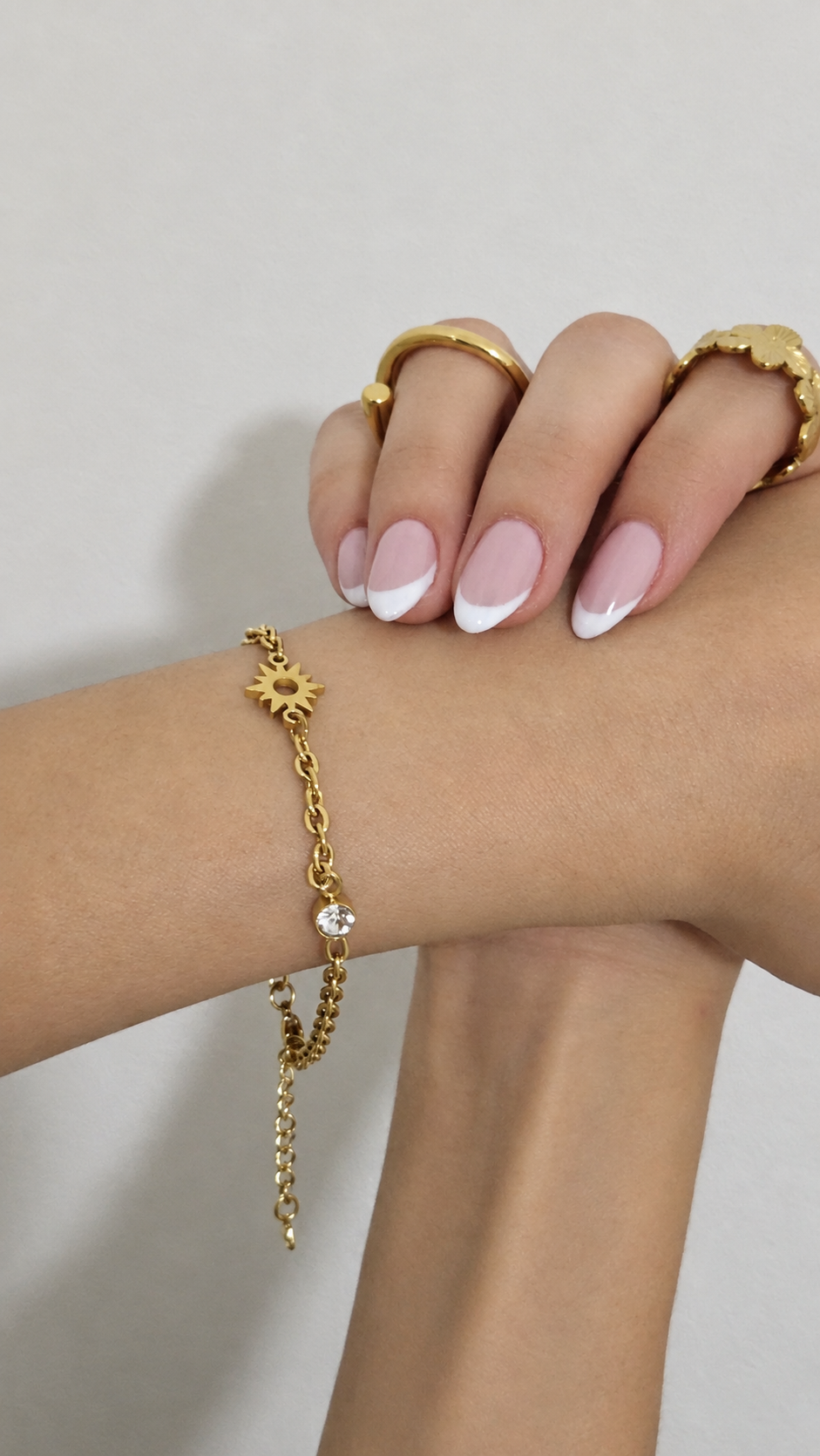 Pulsera Sol con Piedra Blanca