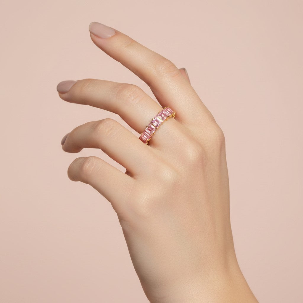 Anillo Cristales Rosa